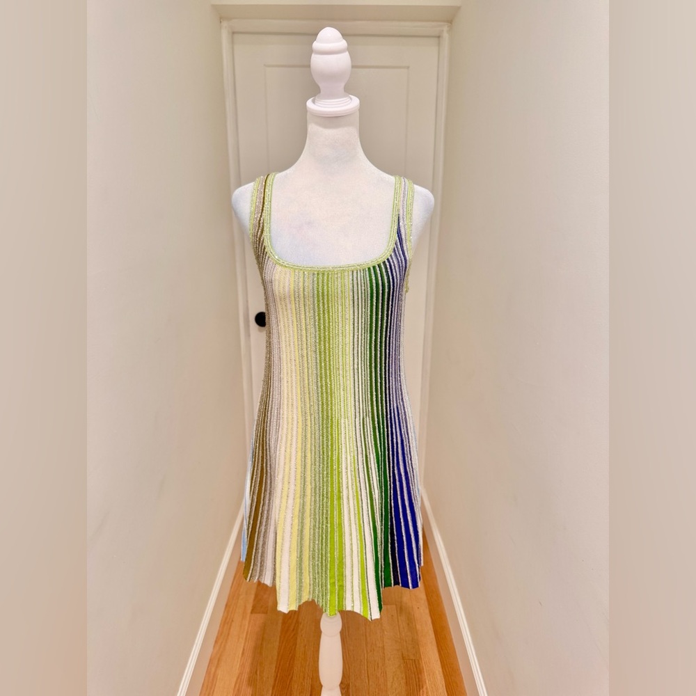 Missoni Pleated Multicolor Mini Dress - Green/Blue IT SZ 40 - Picture 3 of 8
